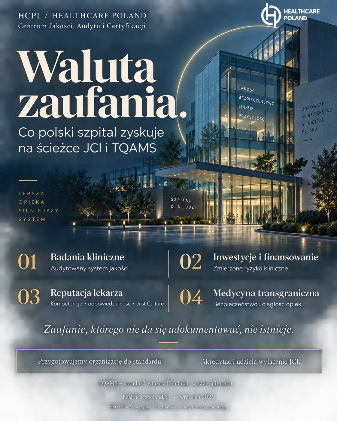Waluta zaufania. Co polski szpital zyskuje na ścieżce JCI i TQAMS — Centrum Jakości, Audytu i Certyfikacji Healthcare Poland